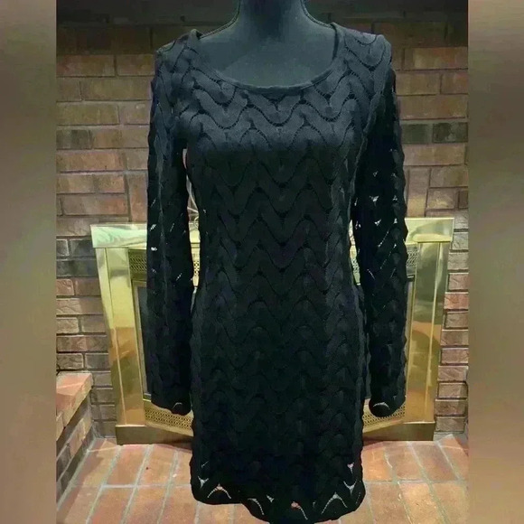 FREE PEOPLE BLACK LACE OVERLAY CUTOUT BACK CROCHET FITTED FORMAL DRESS SIZE SM - Picture 12 of 12